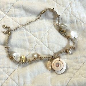 NWOT Free People Summer Shell Necklace with Gold Tone Charms